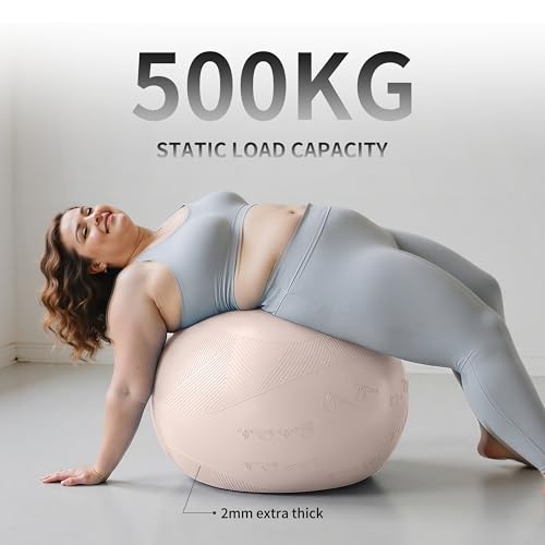 Image of Extra Thick Yoga Ball with Training Instruction, Anti-Burst Slip Resistant Exercise Ball with Pump for Pilates,Physical Therapy,Pregnancy Stability,Birthing Ball 22in 26in 30in