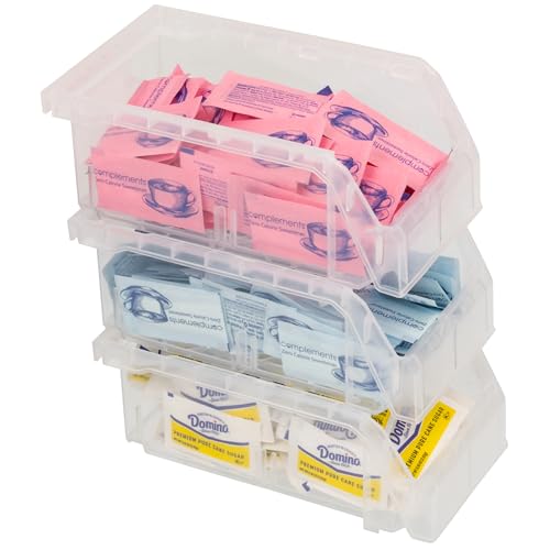 Image of ReadySpace Plastic Containers for Organizing and Storage Bins for Drawers, Desks, Office Organization, and Garage, Stackable Bins, Small (3 inch x 7 inch x 4 inch), 12-Pack, Clear