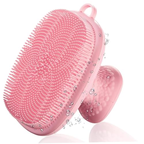 Silicone Body Scrubber 2.6x2.6x1.6'' Silicone Face Scrubber with Strong Cleaning Ability Hanging Facial Scrubber with Anti-Slip Handle for Face, Hands or Bath