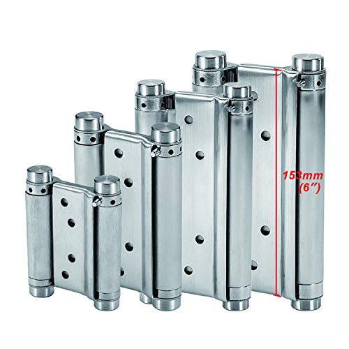 LOOTICH Charnières À Ressort (153mm) en Acier Inox À Double Action pour Portes Battante Charnière Fermeture Automatique pour Saloon Café Bar Pub Comptoir Porte Placard Jusqu'à 30kg (2 PCS)