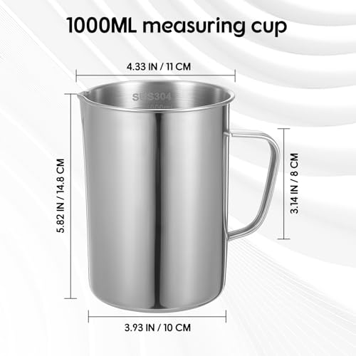 Vaso medidor grande de acero inoxidable 1000 ml miniatura 2