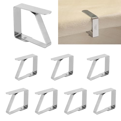 XIHIRCD 8 Uds Clips para Manteles, Clip De Acero Inoxidable para Manteles, Pinzas Mantel Apto para Mesas De 0,8-3cm De Espesor, para Picnic Afuera Fiesta Boda (Pequeño)