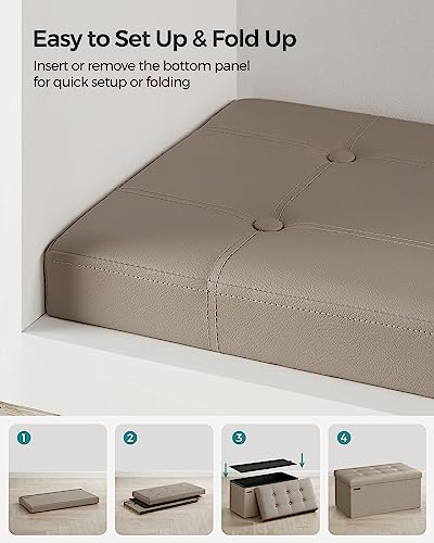 Image of SONGMICS Mazie Collection - 30 Inches Folding Storage Ottoman Bench, Ottoman with Storage, Foot Rest Stool, Load 660 lb, for Living Room, Synthetic Leather, Camel Brown ULSF040R01