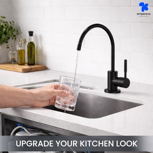 Image of AMPEREUS RO Faucet for Water Purifier, Premium Black Finish RO Tap Extender with Smooth Water Flow Control, Durable Tap for Kitchen Use, Leakproof Design