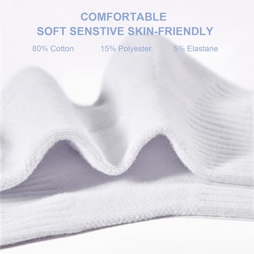 Women's White Crew Socks, 5 Pairs Lightweight Comfy Women Athletic Cushioned Running Low Cut Socks4