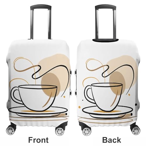 Carry on Luggage Cover Coffee Line Drawing Suitcase Covers for Luggages Tsa Approved Travel Luggage Sleeve Protector Elastic Suitcase Protector Anti-Scratch Washable Fits 19-30 Inch Case -L3