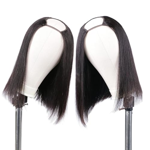 Huairisi U part Bob Wig Human Hair for Black Women 12 inch Straight Hair Bob Wigs No Lace No Bangs - Image 2