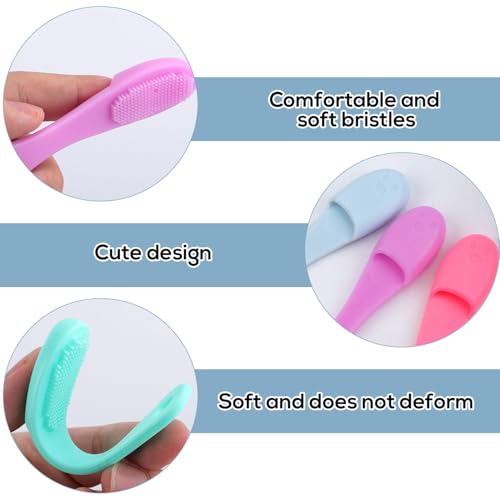 Image of 4 Pcs Cat Chin Brushes, Soft Silicone Manual Facial Cleansing Scrubber Cats Chin Cleaner Dog Finger Toothbrush Pet Tooth Brush with Improved Design for Dogs Cats Puppies Chin Cleaning Dental Care