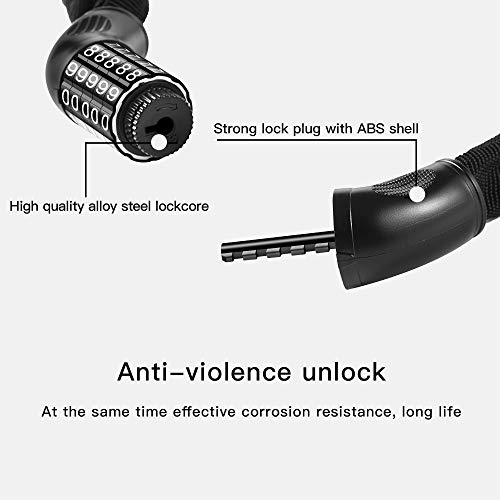 image for Firsttour Chain Bicycle Lock with 5-Digit Reset Password, Chain Bike L