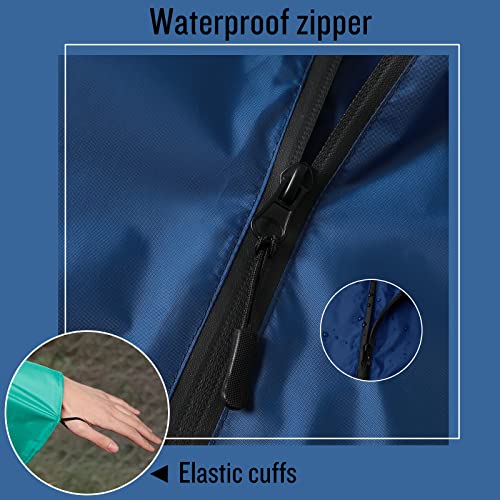 Image of SaphiRose Adult Rain Poncho Waterproof Hooded Zipper Raincoat with Pockets | OEKO-TEX Certified 100% Polyester, Lightweight Packable Storage Pouch, Heat-Sealed Seams, Quick-Dry for Outdoor Hiking