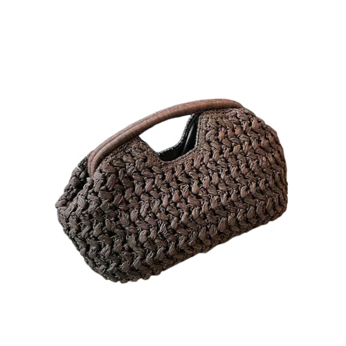 Sac en paille tissée pour femme - Petit sac à main d'été et de plage
