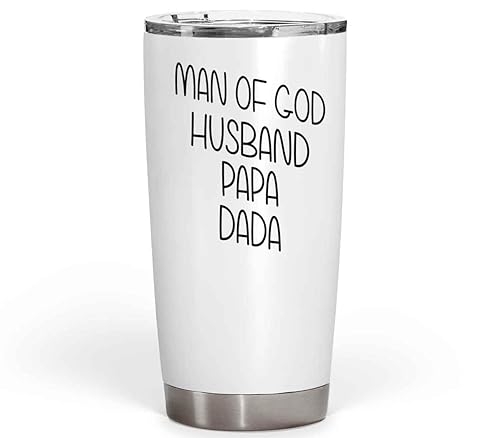 Miniatura 1 de Humorous Gift Unique Christian Gift for Man Of God Husband Papá Dada - for Father's Day - Believers Quote Of Prayers - 20 Oz White Stainless Steel