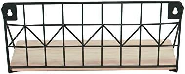Maison & White Rustic Floating Shelves - Set of 2 | Metal Wire Display Racks | Wooden Kitchen Decor | Metal Wall Shelf | Kitchen Shelves | M&W