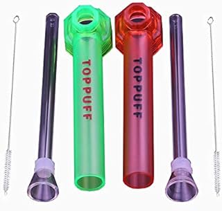2Pack Portable Water Hookah Straw- Mini Glass Hookah Hose Water Pipe Use with Bottle- Portable and Durable Acrylic Hookah Smoking Water Pipe with Brush