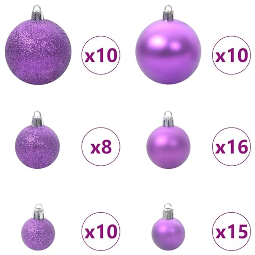 Árbol de Navidad artificial 180 cm con 300 luces LED violetas de decoración 7
