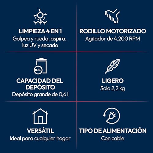 Miniatura 2 de Hoover HMC5 Core Aspiradora de Mano para Colchones | 4 Funciones Auto | Beat&Roll, Aspiración, Luz UV y Secado, Ligera, Antiácaros para Camas, Sofás y Tapizados, 400W