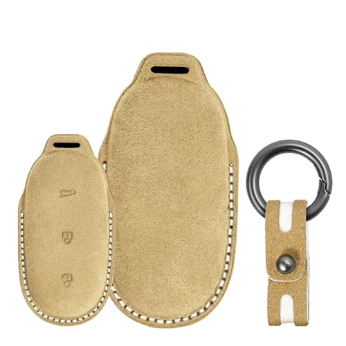 Coque de clé Li Auto L7 L8 L9 en daim marron : protection 3 boutons pour clés 2022-2025
