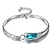 Produktbild NURI JEWEL CRYSTAL Armband für Damen 925 Sterling Silber mit blauen Kristallen von Swarovski® Armband wird in luxuriöser Samt-Geschenkbox 17 cm verstellbar 4,2 cm Hochzeit Jahrestag geliefert
