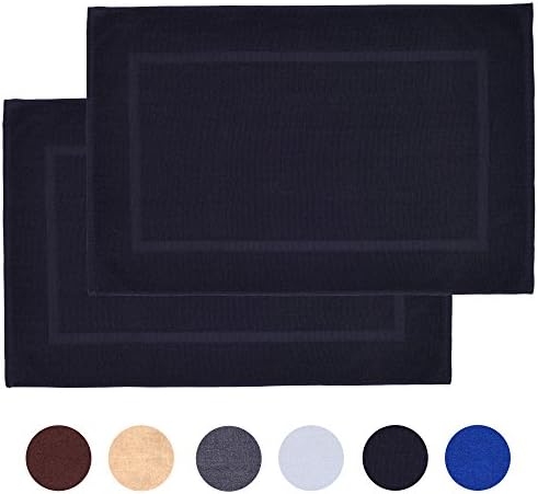 Alurri Luxury Bath Mat – 2 Pack Bundle - 100% Ringspun Cotton - Mold Resistant – Hotel and Spa Bath Rug, Machine Washable, Quick Dry – Thick, Soft & Super Absorbent - Extra Wide 21" x 34" Inch - Black