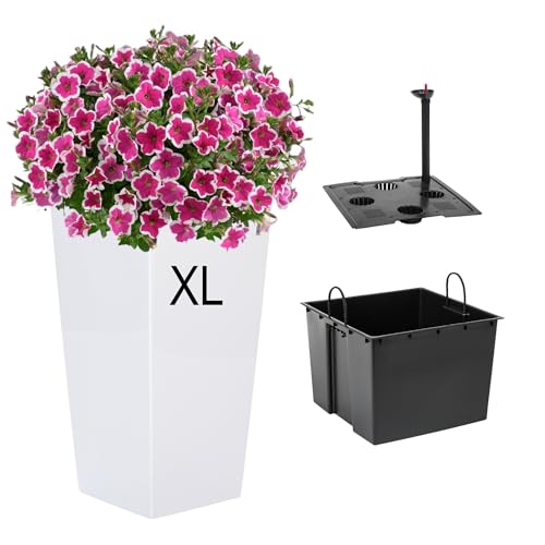 MELTOM Blumentopf Eckig 29x29 x H 57 cm Weiß Hoch mit...