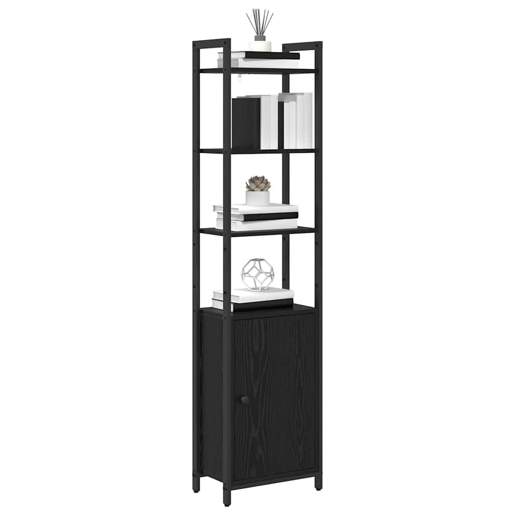 Scaffale a 6 livelli, 40 x 24 x 161 cm, rovere nero con struttura in legno