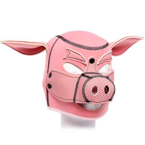 Zghhc Halloween Schwein Maske Piggy Hood Vollgesichtsmaske Neopren Schweinekopf Maske Lustige Kopfmaske Für Halloween Kostüm Party Cosplay Requisiten