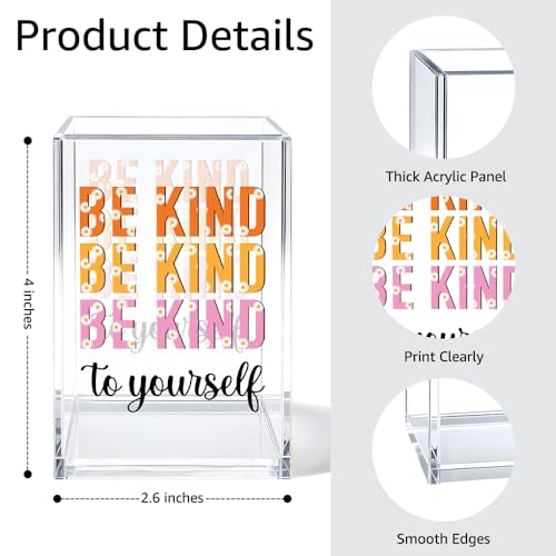 Image of Mental Health Acrylic Pen Pencil Holder for Desk Makeup Organizer (Transparent16)