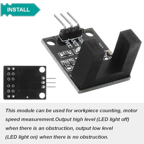 DAOKAI 5 Stück LM393 Fotoelektrischer Sensor H2010 Fotoelektrischer Infrarotsensor mit entgegengesetzter Zählung, Motorgeschwindigkeitssensormodul mit Encoderkabel