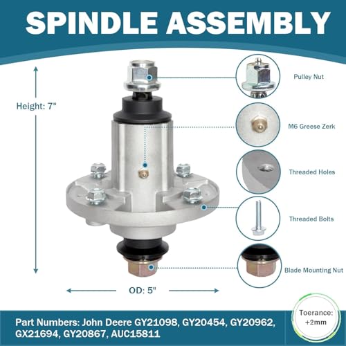 42 Inch Mower Deck Rebuild Kit Fit for John Deere LA145 LA120 LA125 D110 D130 D125 LA105 42 inch Tractor Parts Spindle GY21098 Blade AM13732 Idler Pulley GY20629 GY20067 Pulley GX20367 Belt GX20072 by SCBHWJ - Image 2