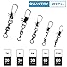 ReeMoo 200PCS Fishing Rolling Ball Bearing Barrel Swivel with Safety Snap Connector Fishing Accessories #2#4#6#8#10