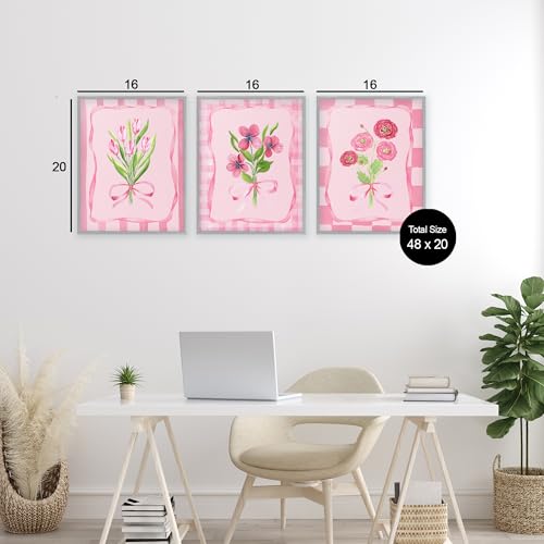 Fleurs grises encadrées triptyque Stupell Industries pour salon moderne - 3