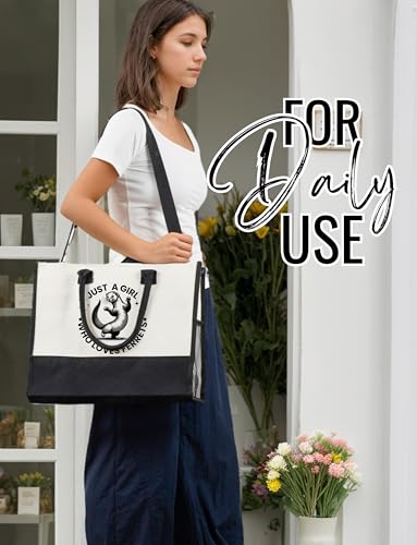Bolsa tote para mujer con estampado de hurones, con cremallera superior y correa para hombro miniatura 2