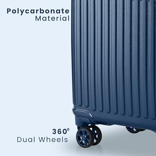 Image of CARLTON Yorkshire Hl | Check-in Trolley Bag, 65 Cm Medium Hardsided Luggage | 8 Wheels, TSA Lock | Polyester | Premium Suitcase for Travel | 5 Year International Warranty | Deep Blue