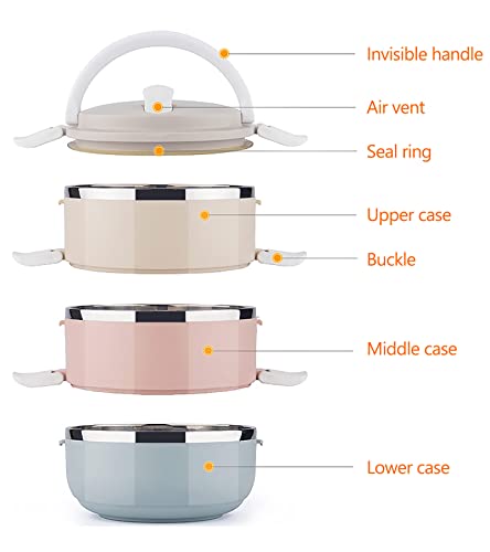 Aosuyou 3 Layer Stainless Steel Leakproof Lunch Box, Portable Carry Hand Food Storage Container For Work Lunches, Picnic, Travel, Camping With Lunch Bag #TOP1