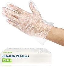 Disposable Plastic Gloves, Latex Free Powder Free Clear Polyethylene Hand Gloves Non-Sterile For Cleaning Hair Coloring, Dishwashing, Food Handling, Large, 500 Pieces