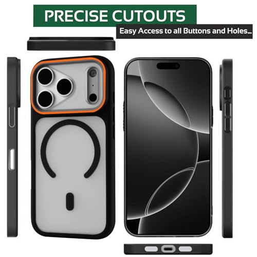 Image of AIBEX Magnetic Compatible Shockproof Case for iPhone 17 Pro - Slim Protective Back Cover with Camera Lens Protection, Strong Magnetic Support, Anti-Slip Grip, Military Grade Drop Protection (Black)