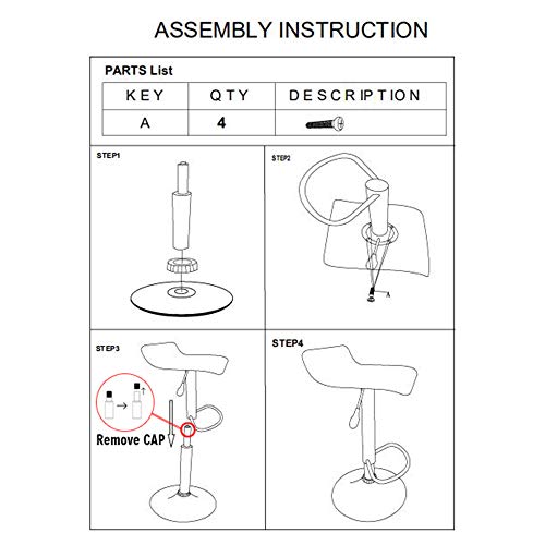 Adjustable Bar Stools, Adjustable Pu Leather Bar Stool Counter Swivel Chrome Bistro Dining Chair Set Of 2 (White, 1) #TOP7