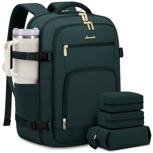 Image of LOVEVOOK Travel Backpack For Women Flight Approved, 50L Large Carry On Backpack For Airplanes, Personal Item Travel Bag, Waterproof 18 Inch Laptop Backpack For Business Weekender Overnight, 4Pcs Set