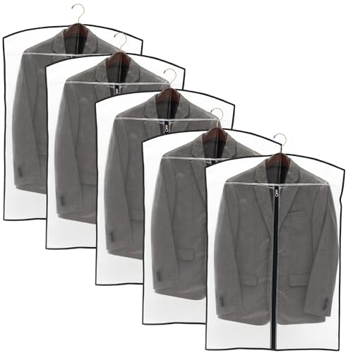 Image of Men's Plastic Blazer Coat Suit Storage Bag - Pack of 5 | Transparent Fold-Over Garment Organizer | Breathable Dust Cover for Suits, Blazers & Coat | Reusable Clothing Protector Height-36 inch