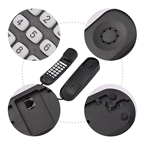 Teléfono fijo con cable mini para escritorio negro miniatura 4