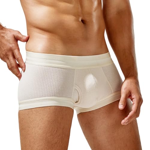 Mens Trunks Underwear Soft Ribbed Cotton Boxer Briefs for Men Low Rise Breathable Stretchy Comfort Pouch Design2