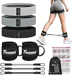 WOQQW Ensemble de bandes de résistance - Bandes d'exercice avec chevilles pour jambes & Entraînement de colle, Bandes de booty de tissu pour les femmes hommes, Équipement de fitness de gymnastique à domicile pour la hanche, Pilates, Yoga, Stretch