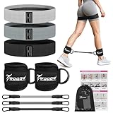 WOQQW Ankle Resistance Bands with Cuffs & Booty Bands for Women, Fabric Resistance Bands Set for Legs & Glutes Workout, Home Gym Exercise Equipment for Hip, Yoga, Pilates, Fitness, Physical Therapy