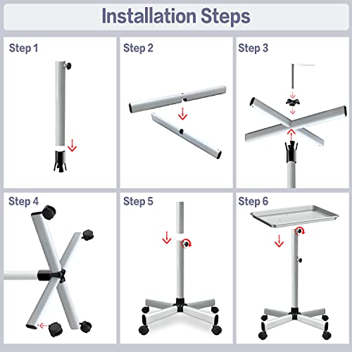 Salon Señor Salon Tray Cart,Aluminum Instrument Salon Tray On Wheels,Height Adjustble Storage Utility Cart,Hair Salon Tray,Tattoo Tray On Wheels… #TOP5