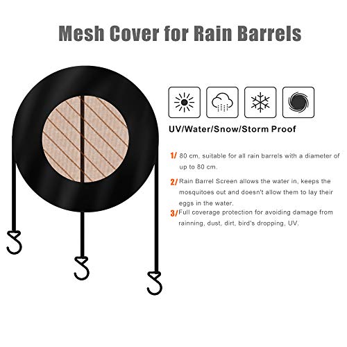 Aaaspark Mesh Cover for Rain Barrels - Rain Barrel Screen Keep Mosquitos and Debris Out of Your Rain Barrel