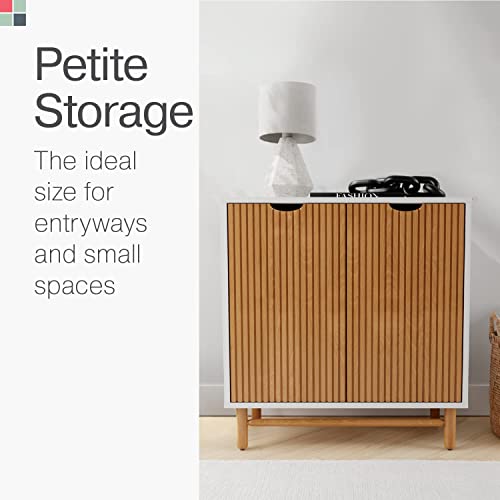 Stead Adjustable Fluted Accent Cabinet 2023 Collection - Contemporary Storage Shelf - Great In Living Rooms, Bedrooms, And Entryways (White And Oak) #TOP3