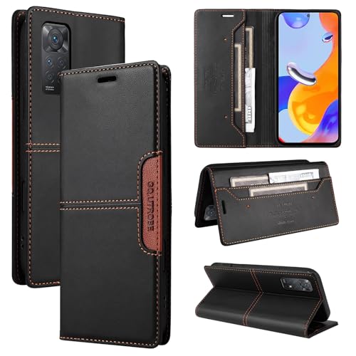 �Ή��@�� for Redmi Note 11 Pro (5G / 4G) / Note 11E Pro 5G �t���b�v�L�b�N�X�^���h�iPU���U�[�j�}�O�l�b�g�J���J�[�h�X���b�g�t�����z�^�ی�P�[�X Black