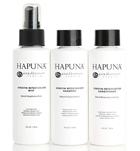 Paul Brown Hawaii Hapuna Keratin Triple Play Smoothing System Natural 3 Piece Treatment Kit Collection for Non-Damaging, Chemical-Free, Salon Straight, Smooth, Frizz-free Hair for 48 Hours or More