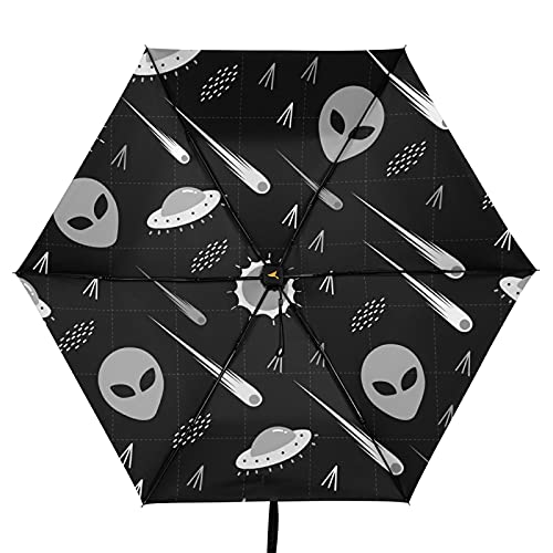 Parapluie pliable compact léger noir motif Star et Soleil univers - 2
