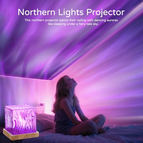 Image of Northern Lights Projector,4.5 inch Aurora Light Projector Luminorthe Cube Lamp Mood Ambient Lighting with 16 Colors and Aurora Drift Effects for Room Decor Teen Girl Gifts Classroom